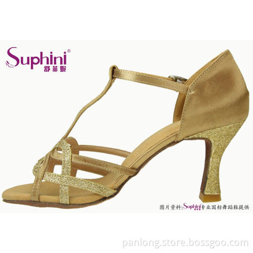 Suphini sexy dance shoes Gold Glitter Dance Shoes